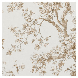 Tissu Motif de toile de branche de fleur beige