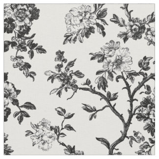 Tissu Motif de toile de branche florale noire