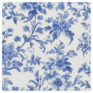 Tissu Motif de toile de vigne botanique bleue