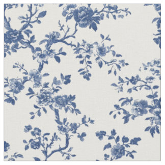 Tissu Motif de toile florale antique bleu