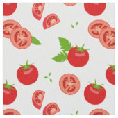 Tissu Motif de tomates et tranches de tomates sur blanc (fermé)