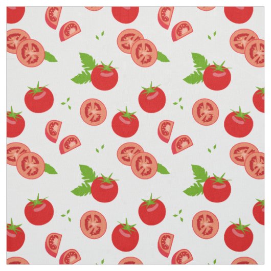 Tissu Motif de tomates et tranches de tomates sur blanc (Échantillon)
