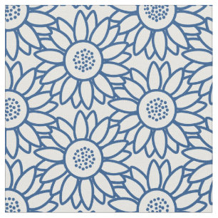 Tissu Motif de tournesol bleu classique