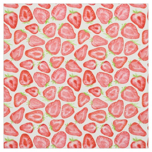 Tissu Motif de tranches de fraise d'aquarelle (Échantillon)