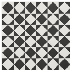 Tissu Motif de triangles Carrés noir blanc