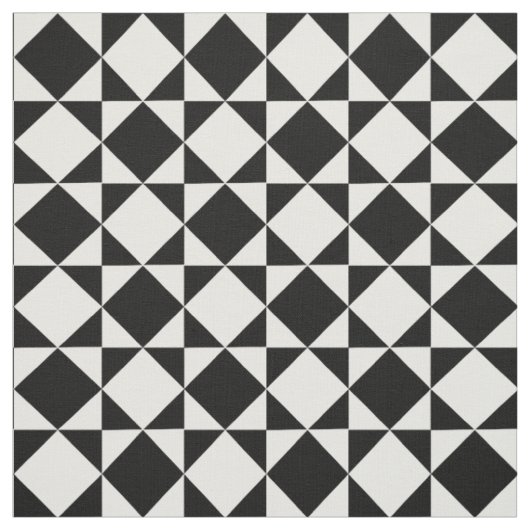Tissu Motif de triangles Carrés noir blanc (Échantillon)