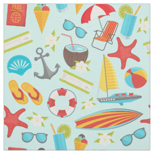 Tissu Motif de vacances à la plage colorée