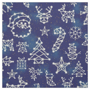 Tissu Motif de vacances de constellation de Noël d'hive