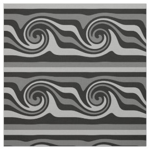 Tissu Motif de vague abstrait moderne noir et gris