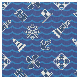 Tissu Motif de vagues nautique mignon