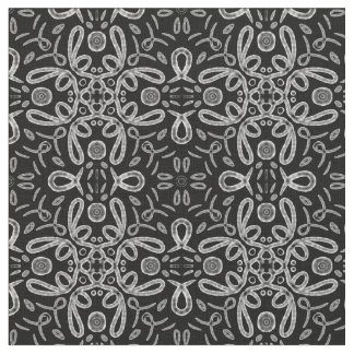 Tissu Motif de verrouillage de croix - blanc sur le noir