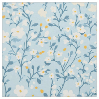 Tissu Motif de vigne botanique bleu ciel délicat