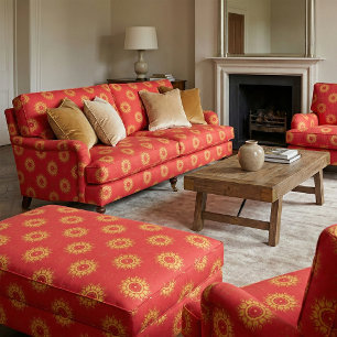 Tissu Motif décoratif classique rouge et jaune