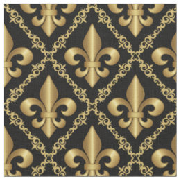 Tissu Motif décoratif de fleur de lis dorée