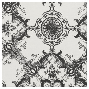 Tissu Motif décoratif noir et blanc de damassé
