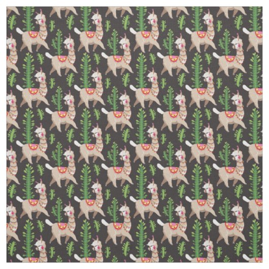 Tissu Motif décoré mignon de lamas (Échantillon)