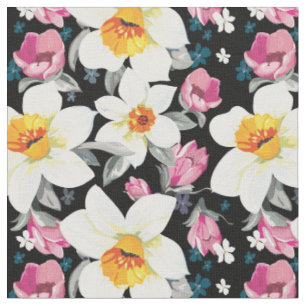 Tissu Motif d'élégance avec des fleurs de narcisse