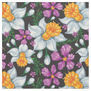 Tissu Motif d'élégance avec les fleurs 2 de narcisse