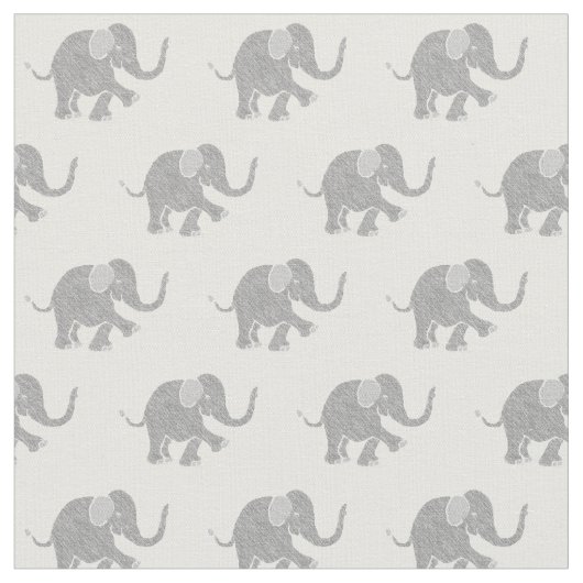 Tissu Motif d'éléphant de bébé gris mou (Fermer)
