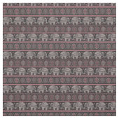 Tissu Motif d'éléphant ethnique noir (Échantillon)