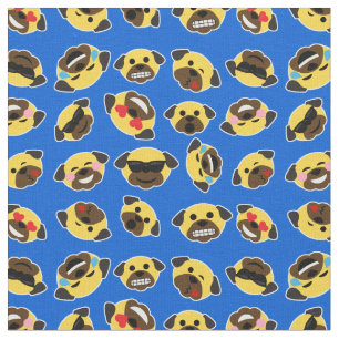 Tissu Motif d'émoticône d'Emoji de carlin