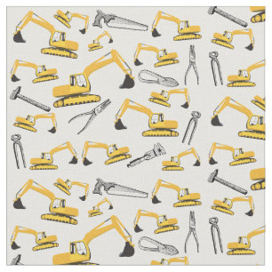 Tissu Motif des camions et des outils de construction de