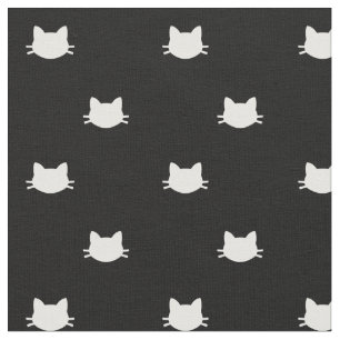 Tissu Motif des chats noirs et blancs