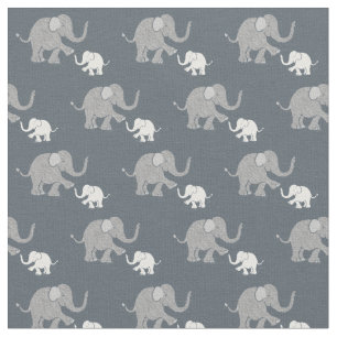 Tissu Motif des Eléphants Bébés gris et blancs de Cut