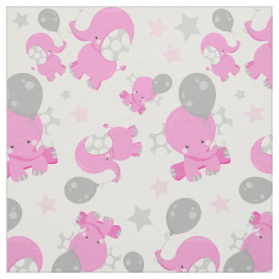 Tissu Motif Des Eléphants Roses, Eléphants Mignons, Étoi