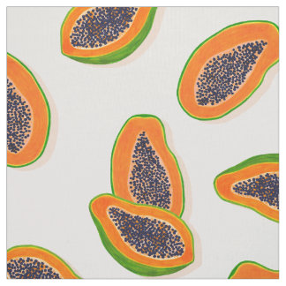 Tissu Motif des fruits de papaye tropicale et d'été