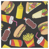 Tissu Motif des icônes de restauration rapide couleur (Fermer)