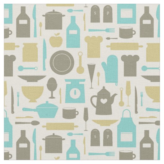 Tissu Motif des outils de cuisine (Fermer)