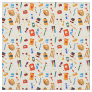 Tissu Motif des outils de l'artiste Aquarelle