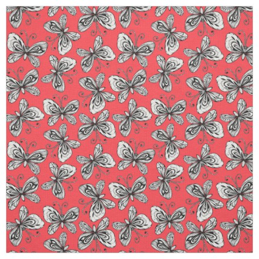 Tissu Motif des papillons de Doodle (Échantillon)