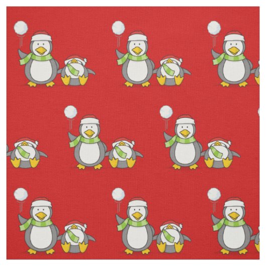 Tissu Motif des pingouins de Noël (Échantillon)