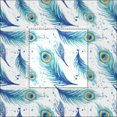 Tissu Motif des plumes de roche d'aquarelle (Carreau)