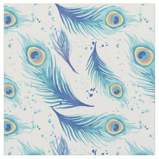 Tissu Motif des plumes de roche d'aquarelle (Fermer)