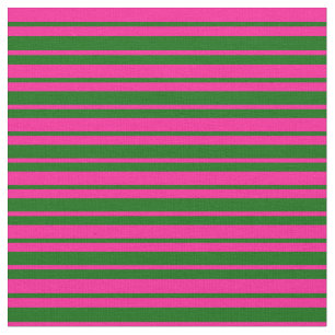 Tissu Motif des rayures roses profondes et vertes foncée