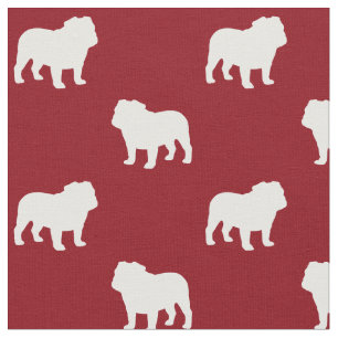Tissu Motif des silhouettes de Bulldog Race de chien