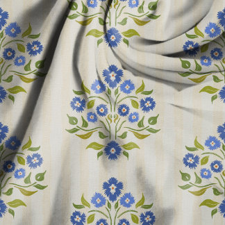 Tissu Motif dessiné à la main Astors Bouquet Bleu Floral