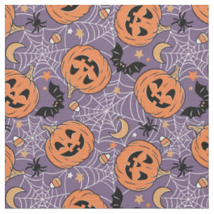 Tissu Motif d'Halloween violet Jack-O-lanterne