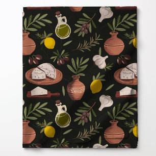 Tissu Motif d'huile d'olive au citron de cuisine méditer