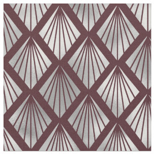 Tissu Motif Diamant Art Déco Maroon et Argent