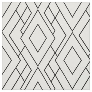 Tissu Motif Diamant Art déco noir et blanc