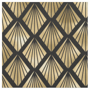 Tissu Motif Diamant jaune or et noir Art déco