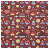 Tissu Motif d'icônes chinois (Échantillon)