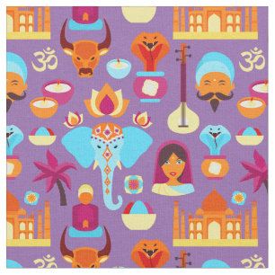 Tissu Motif d'icônes indiennes