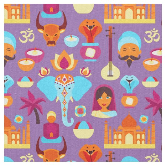 Tissu Motif d'icônes indiennes (Fermer)