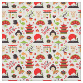 Tissu Motif d'icônes japonais (Échantillon)