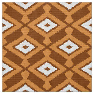 Tissu Motif d'Ikat - brun, rouille et crème